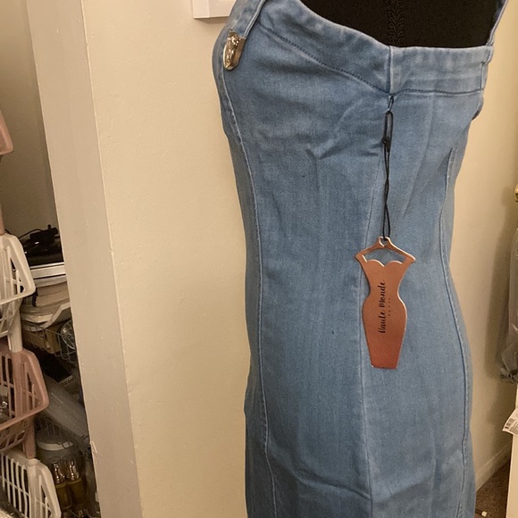 Denim Buckled Mini Dress - Picture 6 of 6